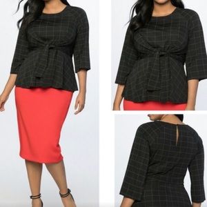 eloquii flared sleeve tie front top